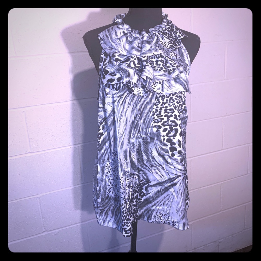 Black and white animal print tank top